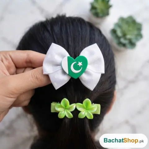 White Polka-Dot Hair Bow Clip