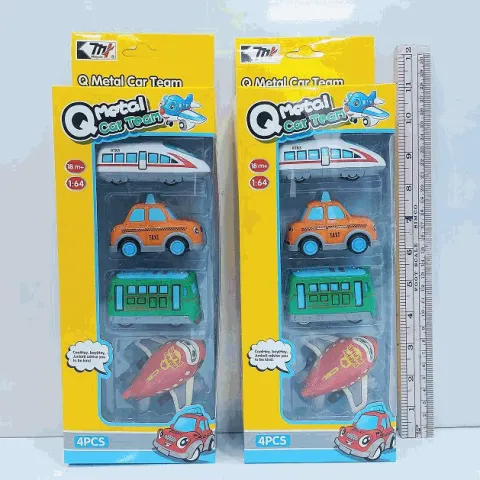 Metal Car Team Set With Bus & Plane