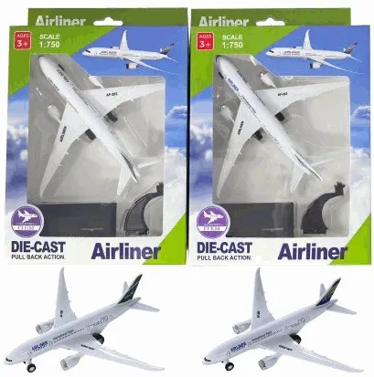 1:750 Die-Cast Airliner Plane Pull Back Model