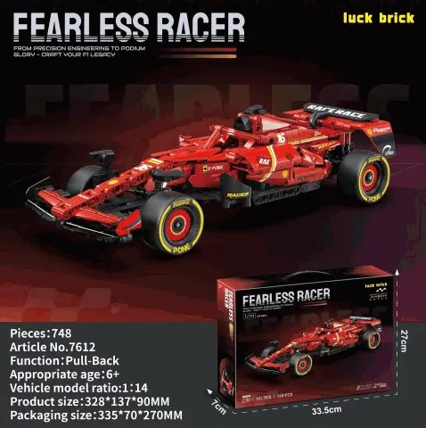 Fearless Racer Red F1 Pull-Back Building Set 748 Pieces