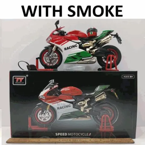 Die-Cast Racing Motorcycle Model With Stand