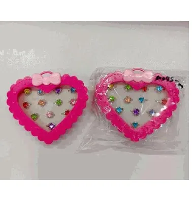 Heart Case Sparkling Toy Rings Set