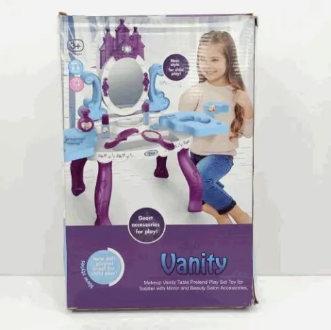 Kids Makeup Vanity Table Dresser Play Set With Mirror