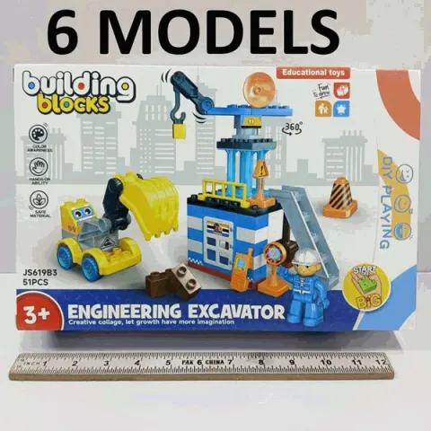 Engineering Excavator Building Blocks 6 Models