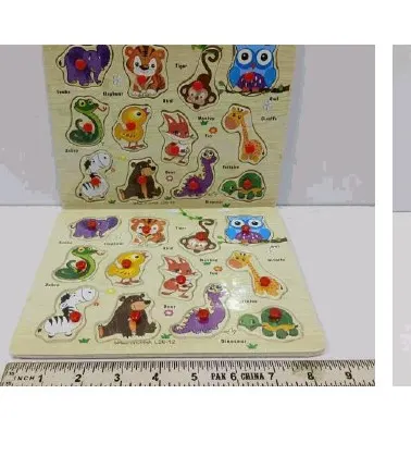 Wooden Wild Animal Peg Puzzle Board