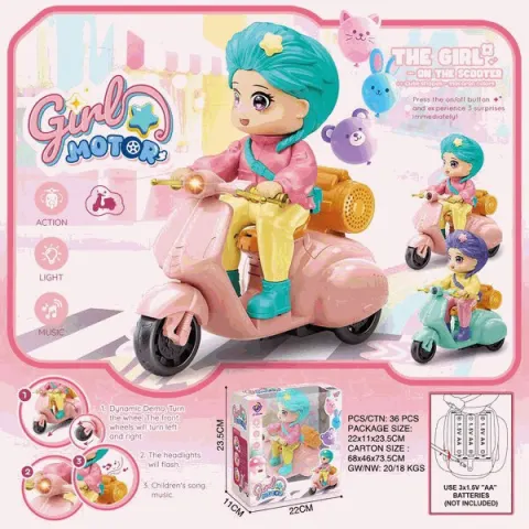 Girl On Scooter Ride Musical Toy