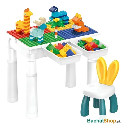 102-Piece Kids Building-Block Table — 2-in-1 Study Desk with Storage