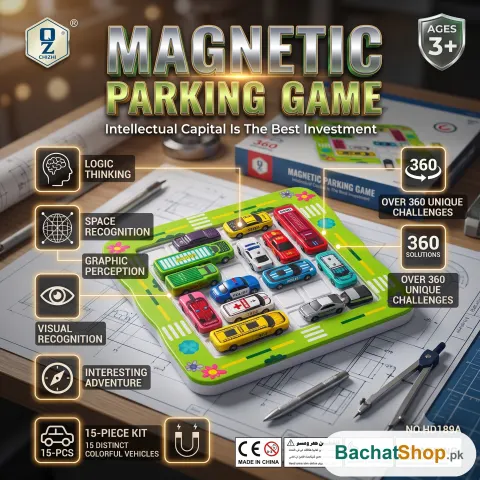 Magnetic Parking Puzzle Game — 360 Brain-Teaser Challenges