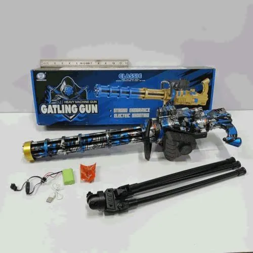 Blue Camo Electric Gatling Machine Gun Toy