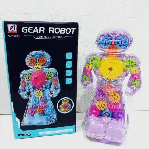 Transparent Gear Robot Light And Music Toy