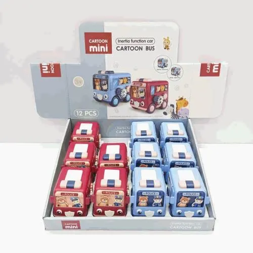 Cartoon Mini Bus Pull-Back Toy Set